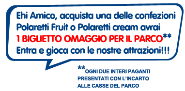 1 biglietto omaggio per il parco, ogni due interi paganti. Presentati con l'incarto alle casse del parco Rainbow Magicland